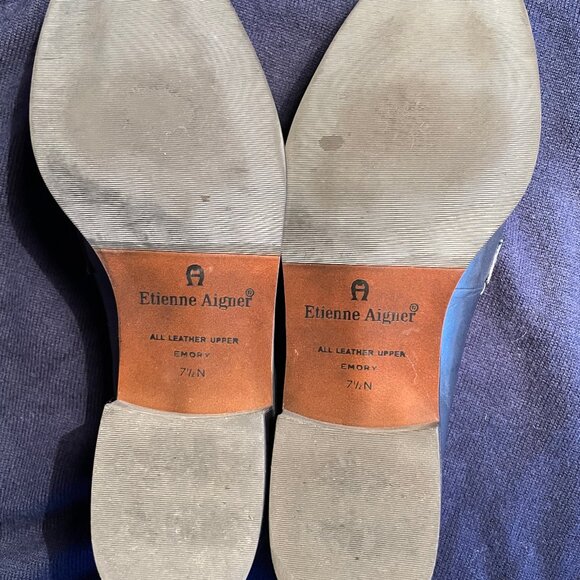 Etienne Aigner College Slippers Navy Blue Loafers Leather - Picture 3 of 5